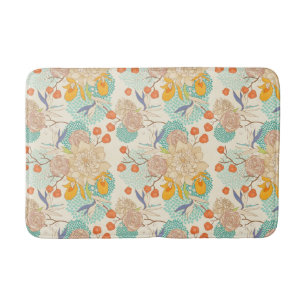 Colorful Floral Garden Pattern Bath Mat