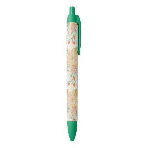 Colorful Floral Garden Pattern Black Ink Pen