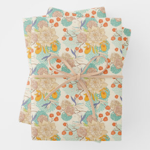 Colorful Floral Garden Pattern Wrapping Paper Sheet