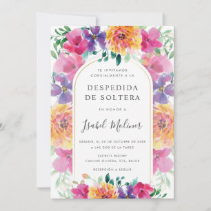 Colorful Floral Garden Spanish Bridal Shower Invitation