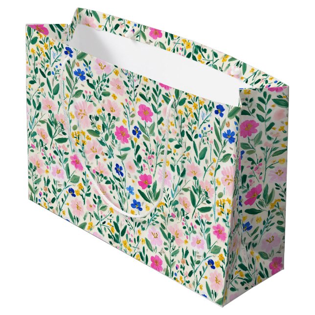 Colorful Floral Gift Bag (Back Angled)