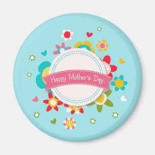 Colorful Floral Happy Mother's Day   Magnet