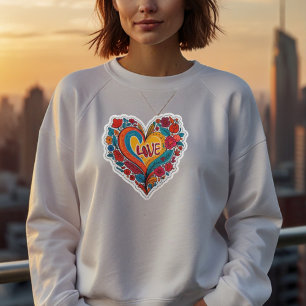 Colorful Floral Heart Love Romantic Design Sweatshirt