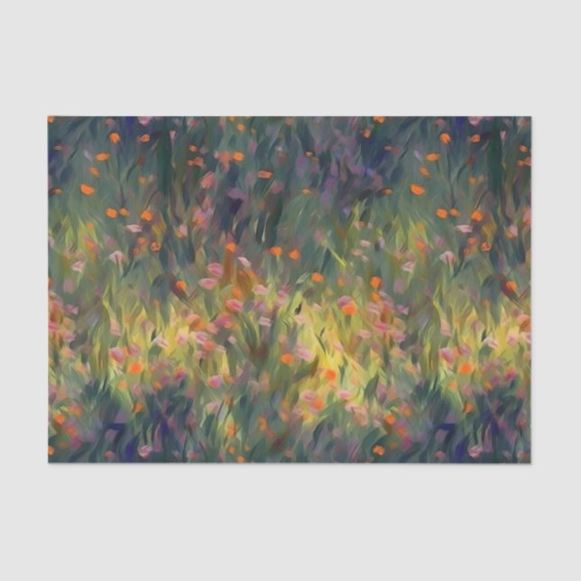 Colorful, floral, impressionist style wildflowers tissue paper (Front)