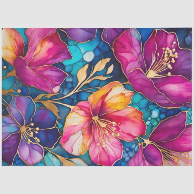 Colorful Floral Ink Art Tissue Paper (Front)
