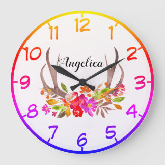 Colorful Floral Large Clock