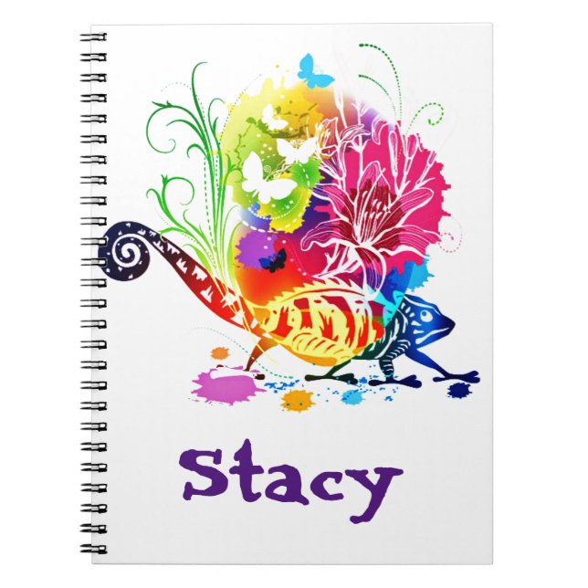 Colorful floral lizard  notebook (Front)