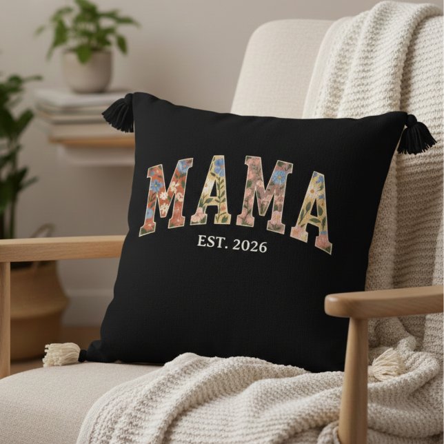 Colorful Floral Mama Varsity Feminine Artwork Cushion (Creator Uploaded)