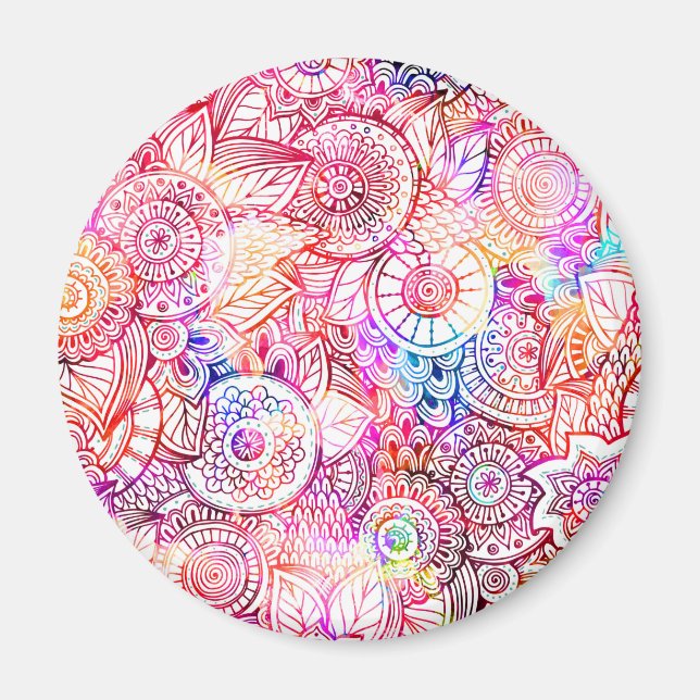 Colorful Floral Mandala Pattern Magnet (Front)