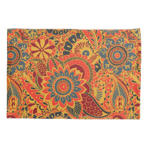 Colorful Floral Mehndi Paisley Bootar Folk Pattern Pillowcase