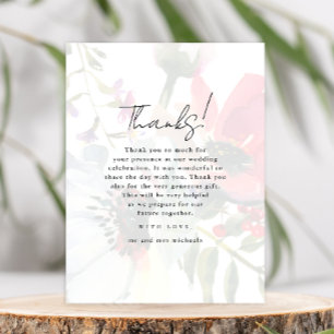 Colorful Floral Overaly Wedding Photo Thank You Postcard