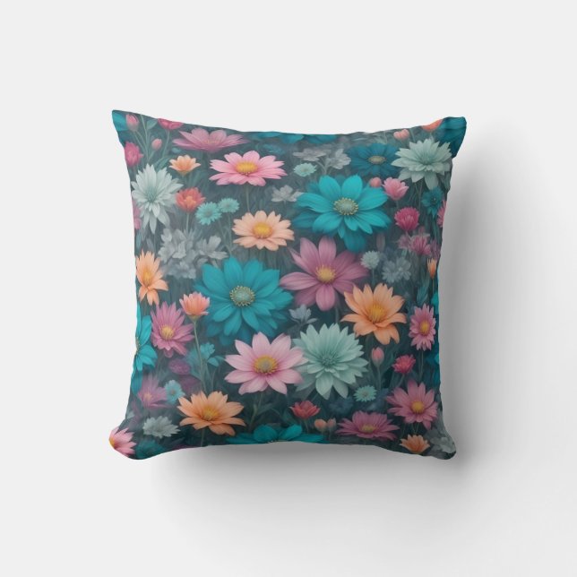 Colorful floral pattern cushion (Front)
