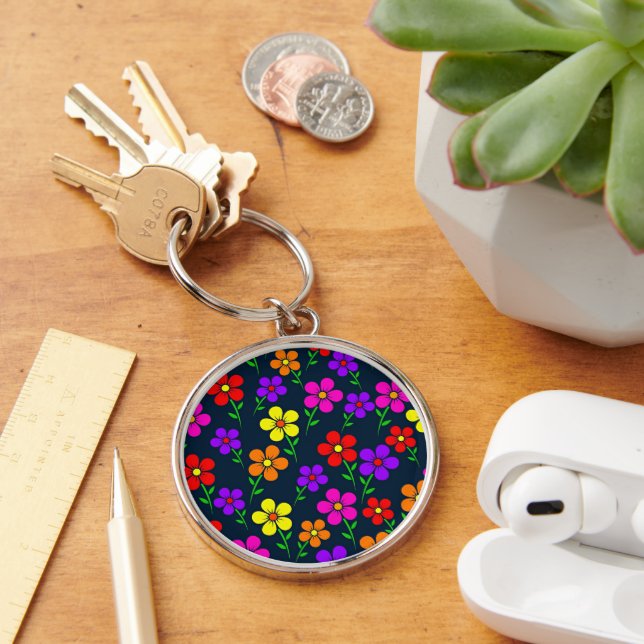 Colorful Floral Pattern Key Ring (Desk)