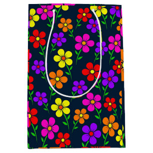 Colorful Floral Pattern Medium Gift Bag