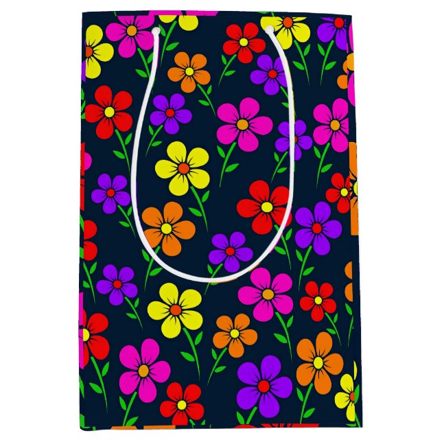 Colorful Floral Pattern Medium Gift Bag (Front)