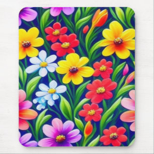 Colorful floral pattern mouse pad