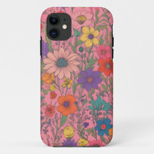 Colorful floral pattern on pink Case-Mate iPhone case