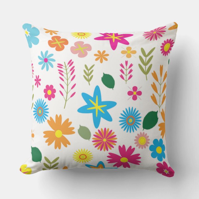 COLORFUL FLORAL PATTERN OUTDOOR CUSHION (Front)
