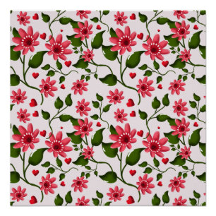 Colorful Floral Pattern Seamless Bright Flower  Poster