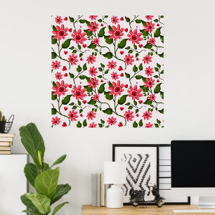 Colorful Floral Pattern Seamless Bright Flower  Poster
