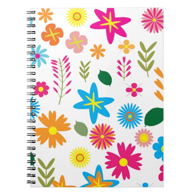COLORFUL FLORAL PATTERN SPIRAL NOTEBOOK (Front)