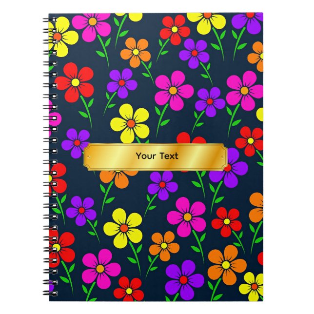 Colorful Floral Pattern TEMPLATE Notebook (Front)