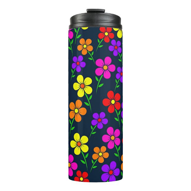 Colorful Floral Pattern Thermal Tumbler (Front)