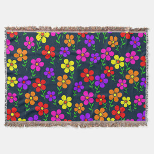 Colorful Floral Pattern Throw Blanket