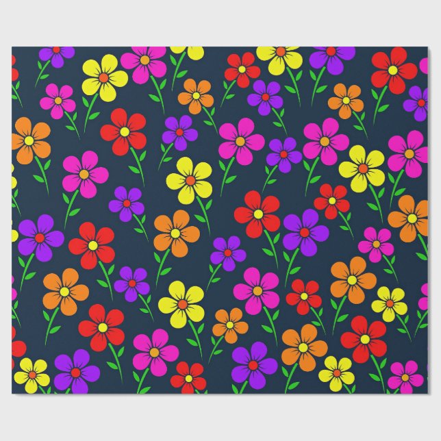 Colorful Floral Pattern Wrapping Paper (Flat)