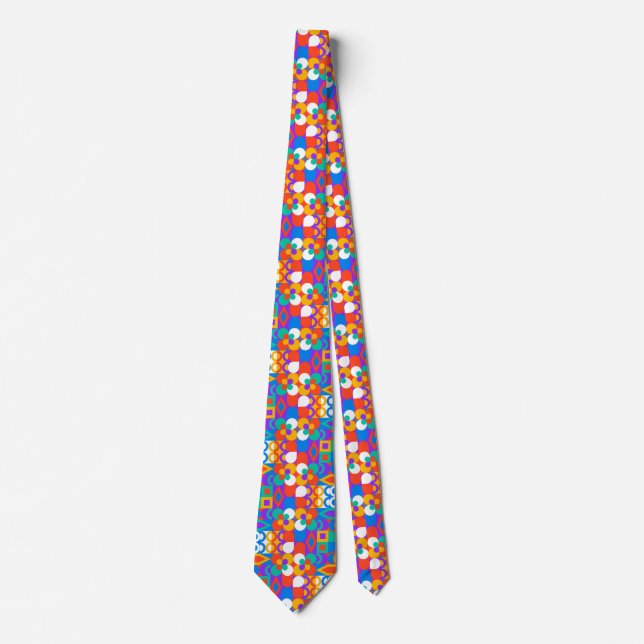 Colorful floral-patterned tie on a white backgroun (Front)
