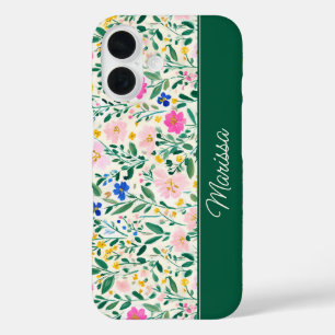Colorful Floral Personalized iPhone 16 Case