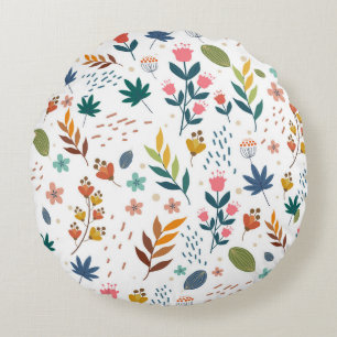 Colorful Floral Print Round Cushion