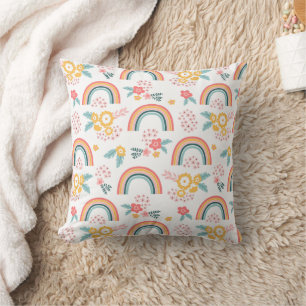 Colorful Floral Rainbow Pattern Cushion