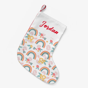 Colorful Floral Rainbow Pattern Small Christmas Stocking