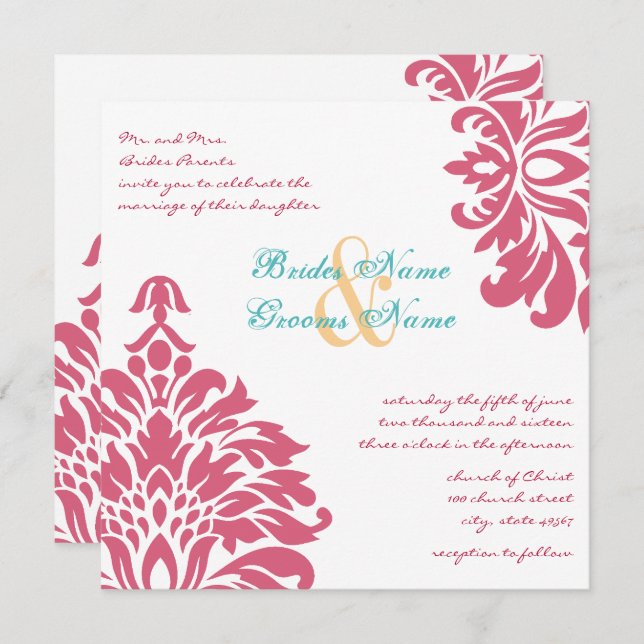 Colorful Floral Spring Wedding Invitation (Front/Back)
