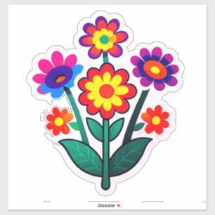 Colorful Floral Sticker Set With Bright Flowers