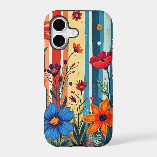 Colorful Floral Stripes Rainbow Design (Back)