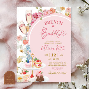 Colorful Floral Summer Brunch and Bubbly Invitatio Invitation
