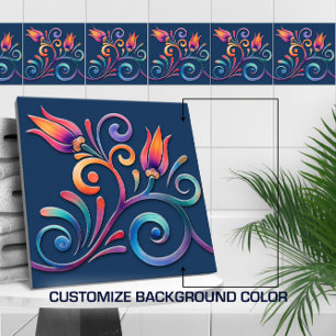 Colorful Floral Swirl Seamless Border  Tile
