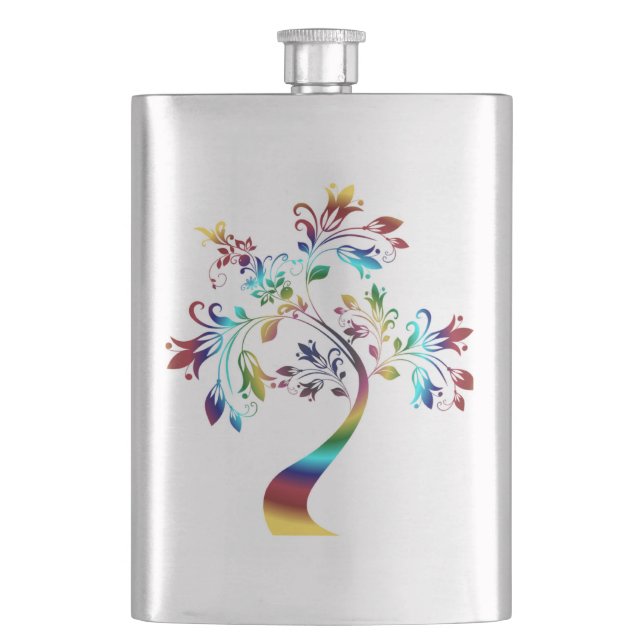 COLORFUL FLORAL TREE HIP FLASK (Front)