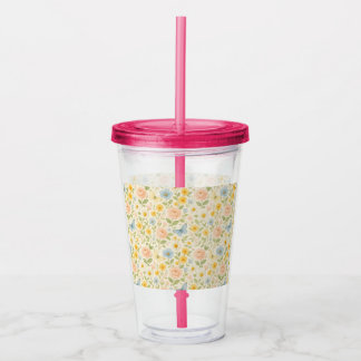 Colorful Floral vintage pattern with butterflies Acrylic Tumbler