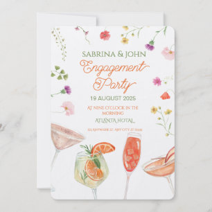 Colorful Floral Watercolor Engagement Party Invitation