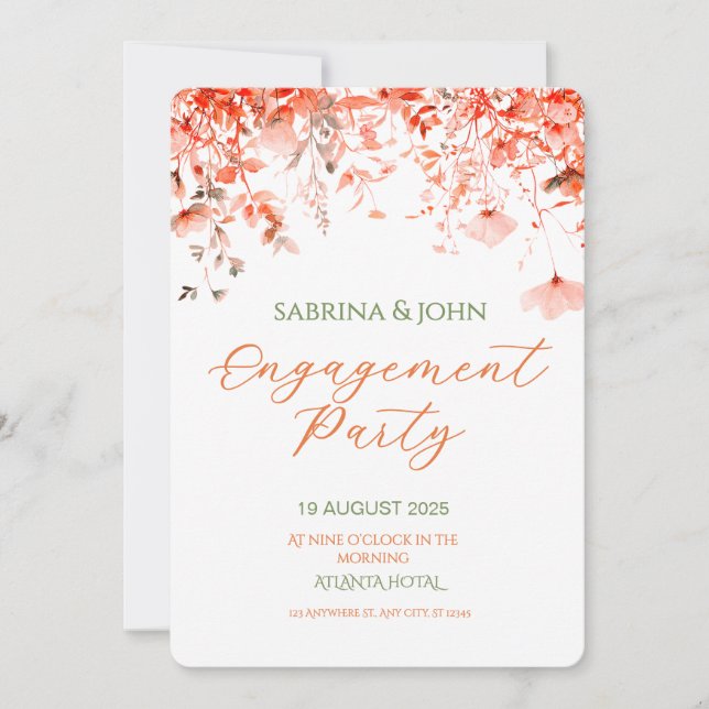 Colorful Floral Watercolor Engagement Party Invitation (Front)