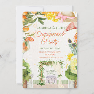 Colorful Floral Watercolor Engagement Party Invitation