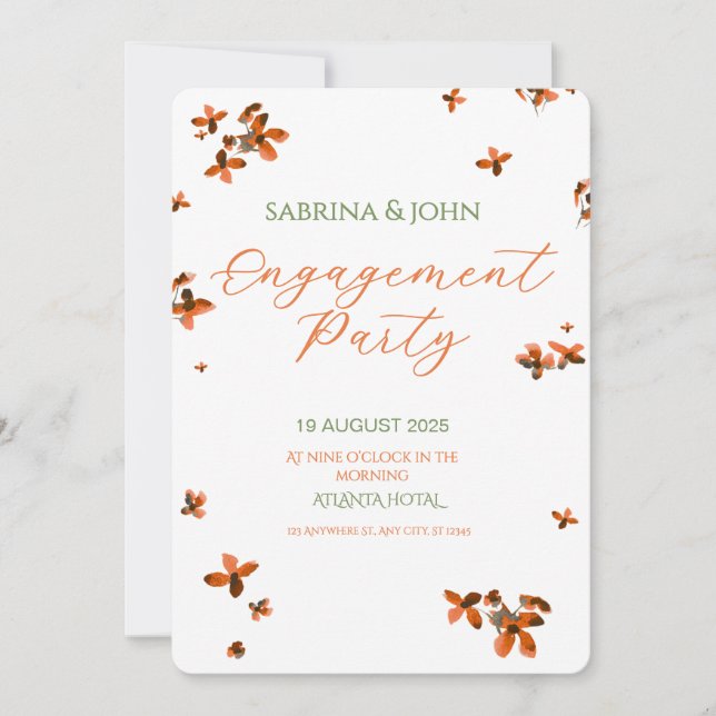 Colorful Floral Watercolor Engagement Party Invitation (Front)