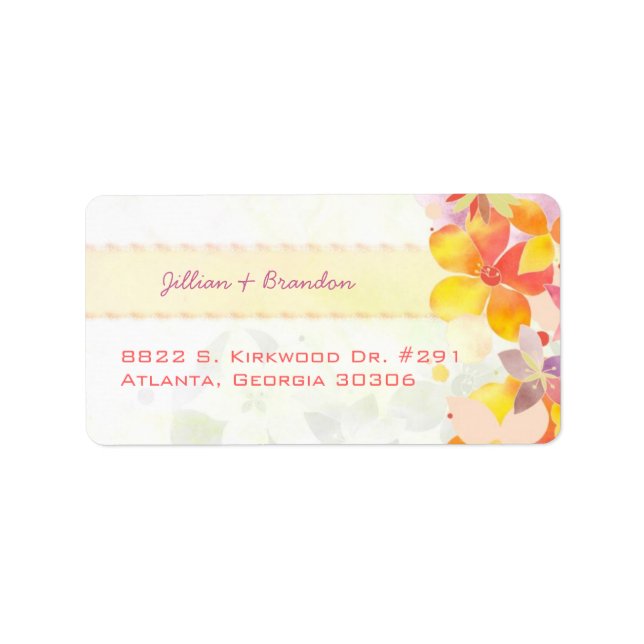 Colorful Floral Wedding Address Label (Front)
