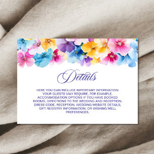 Colorful Floral Wedding Details Enclosure Card