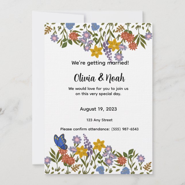 Colorful Floral Wedding Invitation (Front)