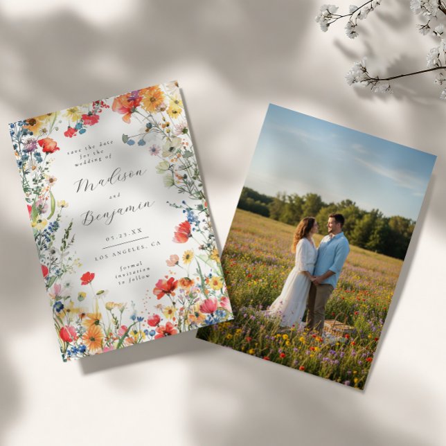 Colorful Floral Wedding Photo Save the Date Invitation (Creator Uploaded)