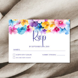 Colorful Floral Wedding RSVP Card